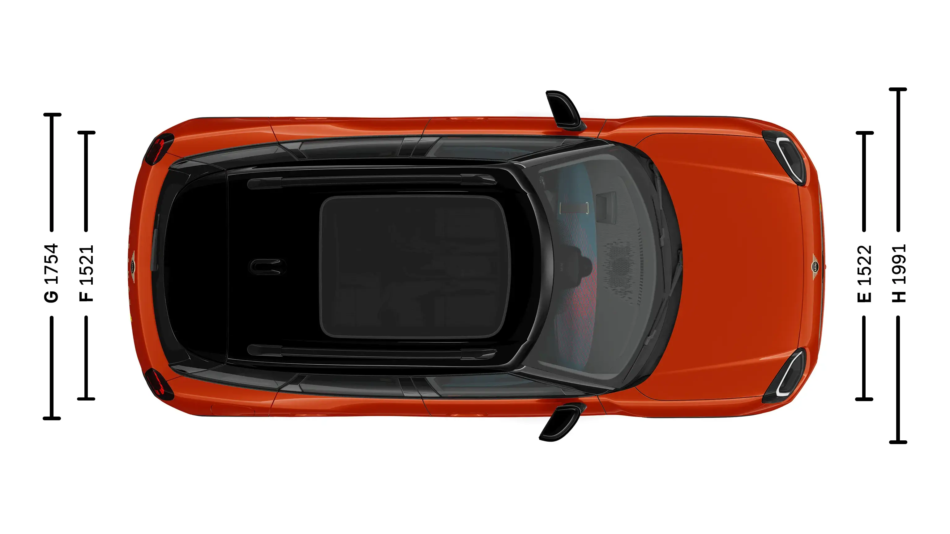MINI Aceman Electric – Abmessungen Exterieur Ansicht von oben