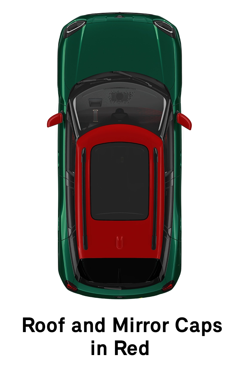  MINI – Ausstattung – JCW Trim – Dach und Spiegelkappen in Rot