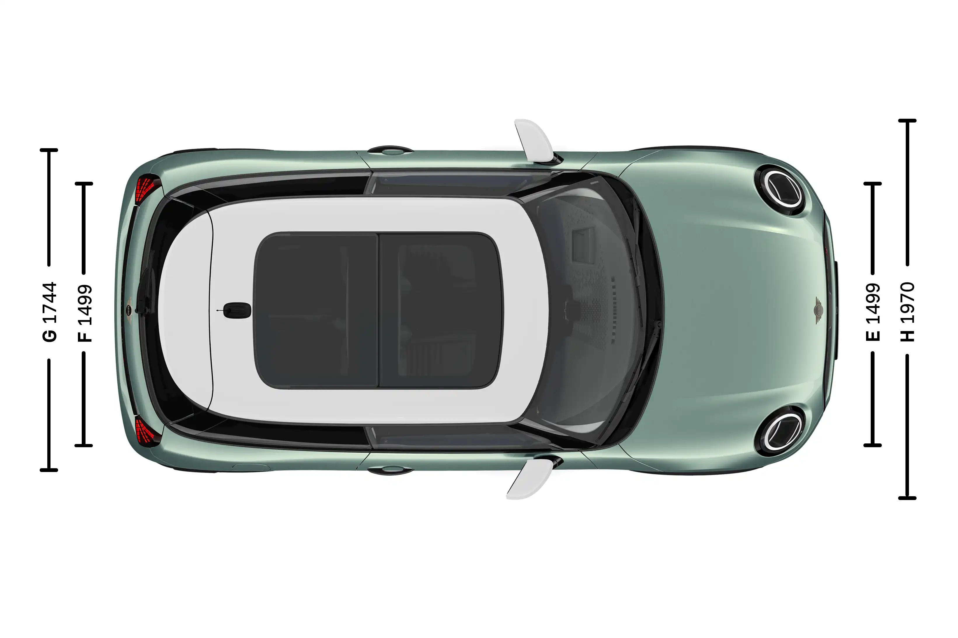 MINI Cooper 3-Türer – Abmessungen Ansicht von oben