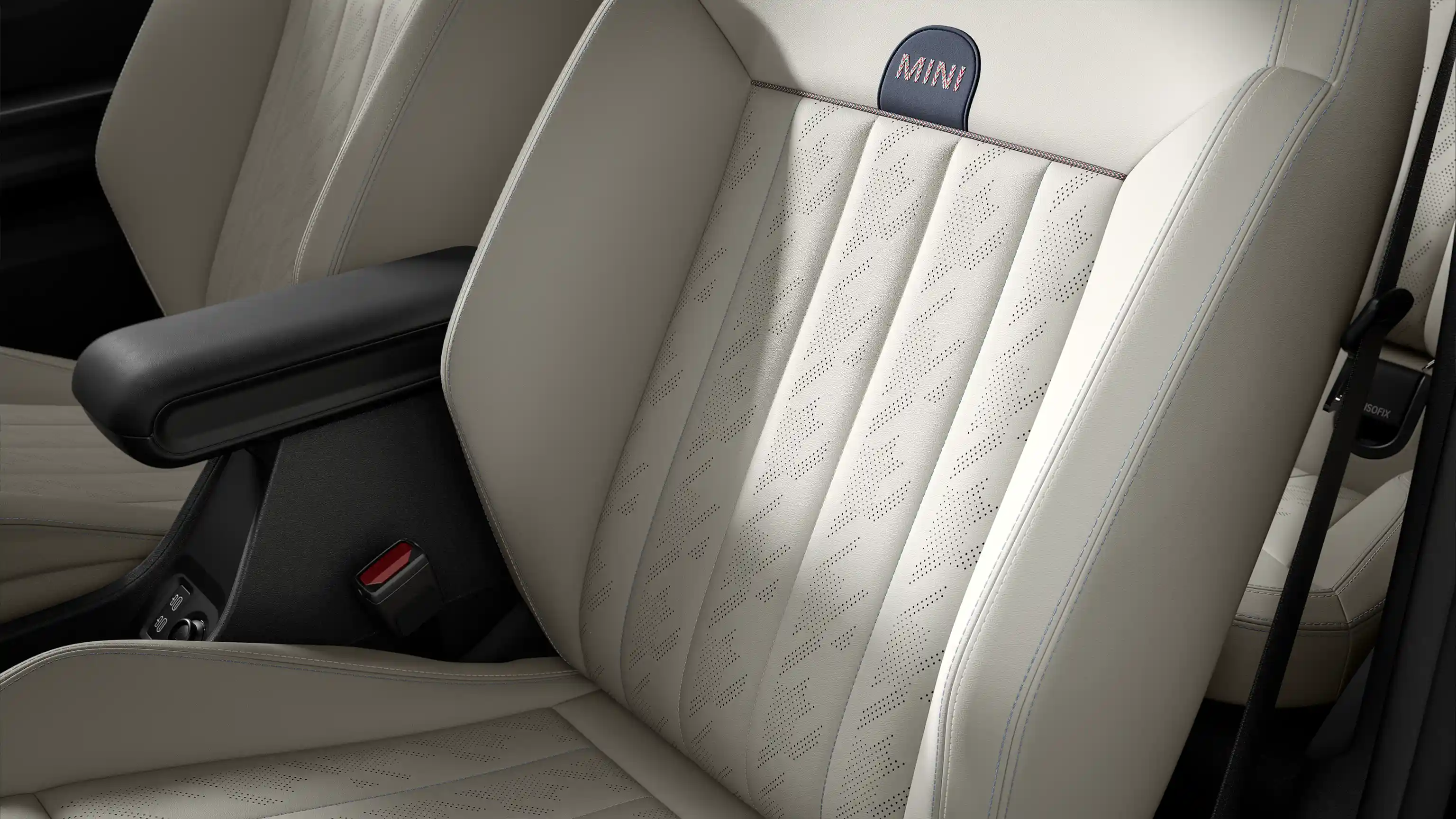 Ansicht des MINI Cooper Cabrio Favoured Trim mit Sitzen Vescin in Beige