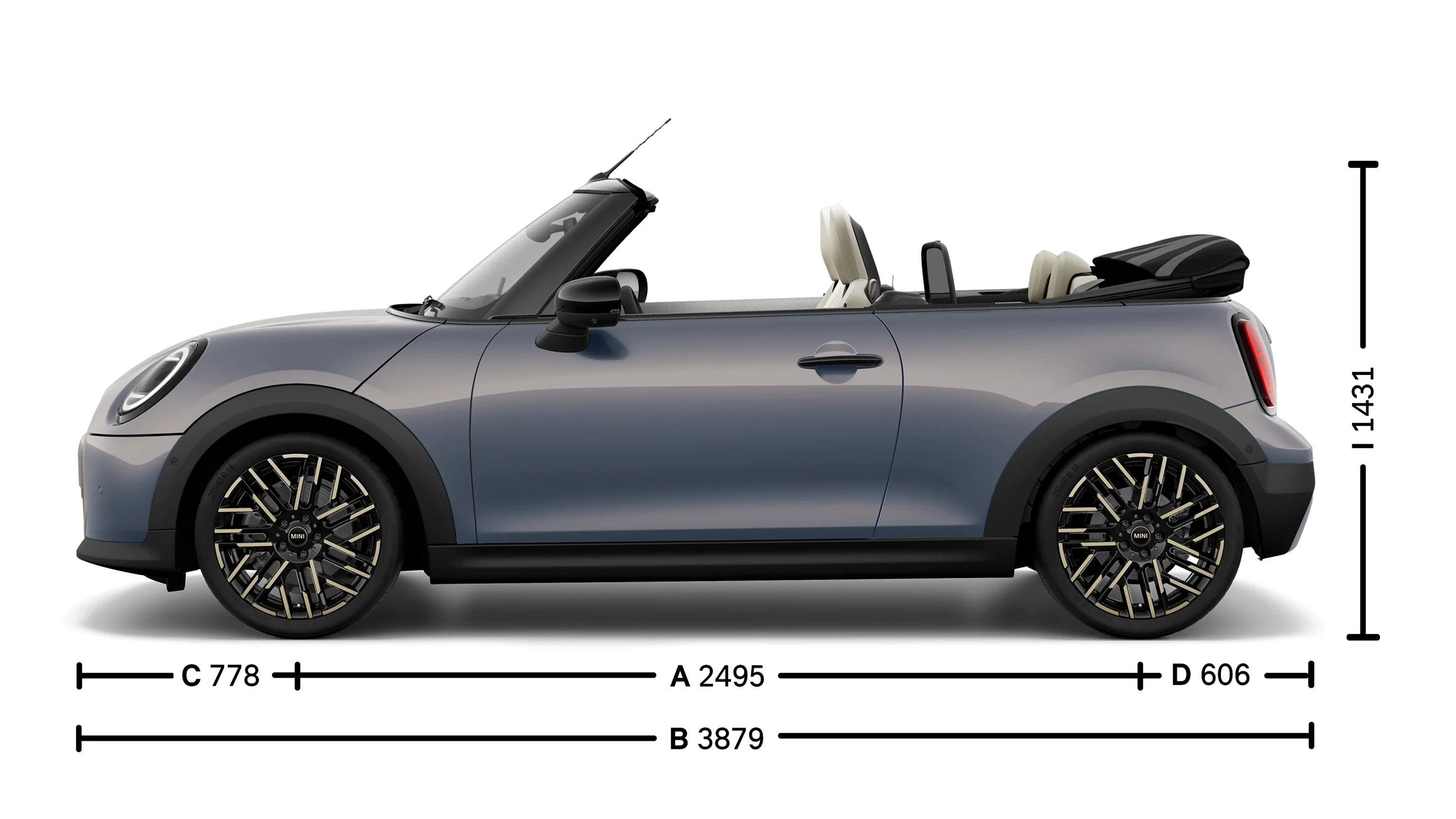 MINI Cooper Cabrio – Abmessungen Ansicht von der Seite