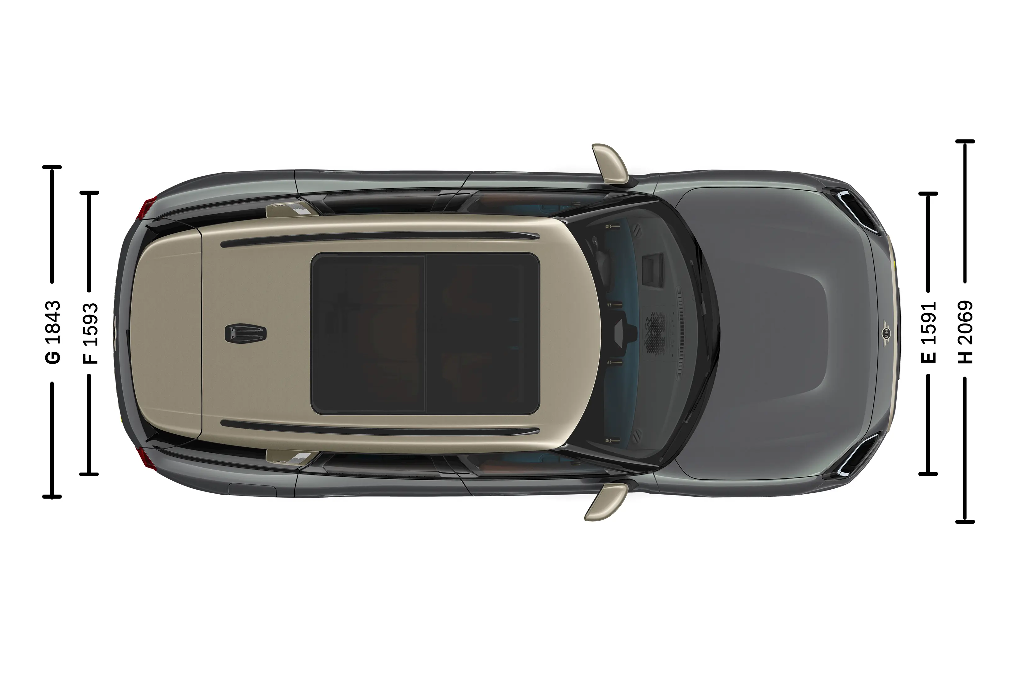 MINI Countryman Electric – Abmessungen Exterieur Ansicht von oben