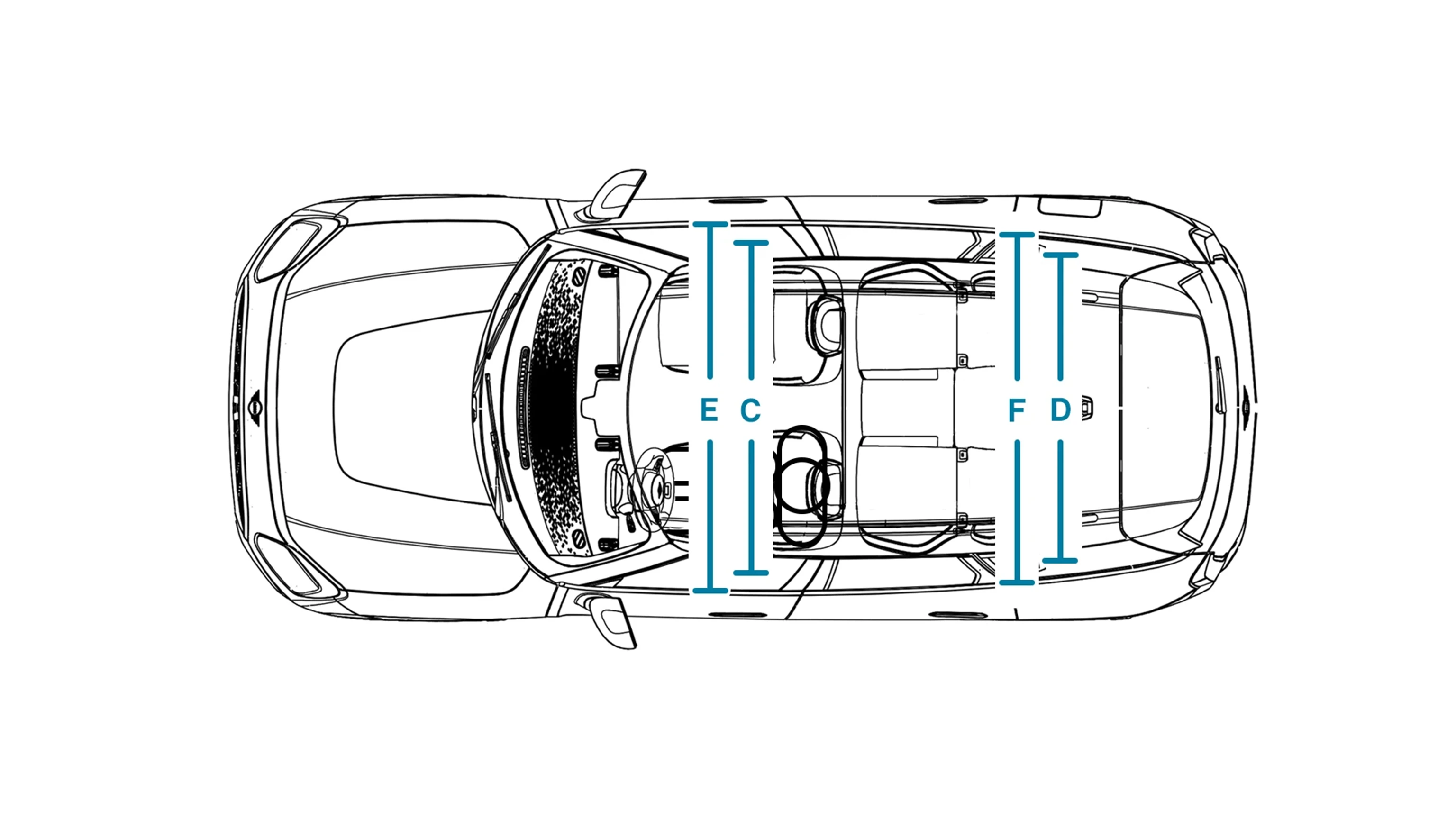 MINI Countryman Electric – Abmessungen Interieur Ansicht von oben