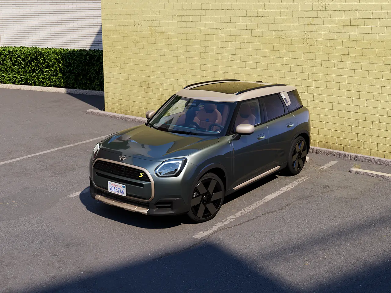 Video mit Detailaufnahmen von Exterieur und Interieur eines MINI Countryman Die Kamera schwenkt über das Armaturenbrett und hebt die Designelemente hervor