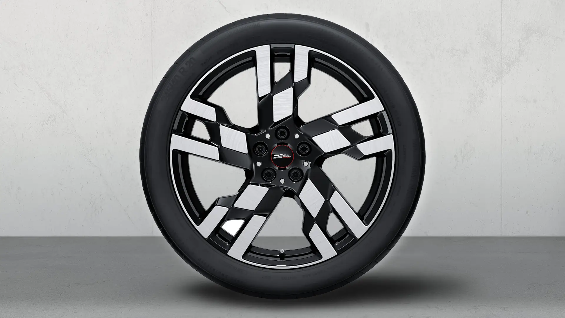 20" John Cooper Works Leichtmetall-Winterrad Flag Spoke Style 949 in Bicolor Jet Black, hochglanzpoliert.