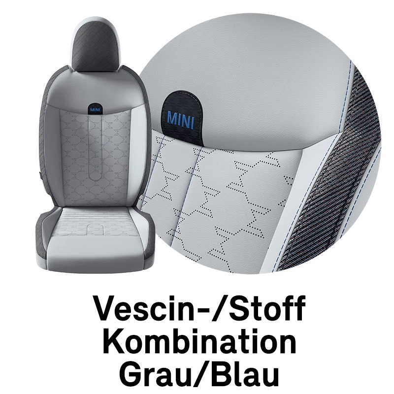 MINI – Ausstattung – Vescin/Stoff Grau/Blau