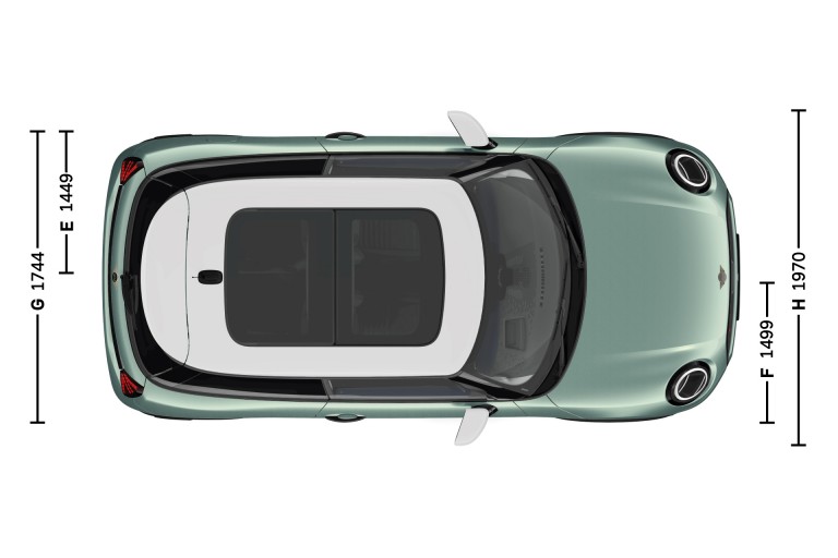 MINI Cooper 3-Türer – Abmessungen – Introbild Vogelperspektive