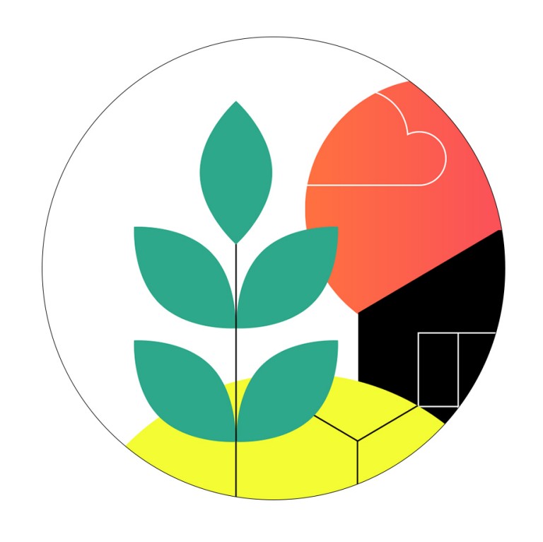Illustration einer Pflanze, die den Trendbegriff Urban Farming darstellt.